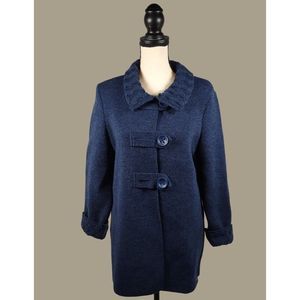 Saint James Wool Blend Blue Cardigan Sweater Jacket Size 8 Made in France